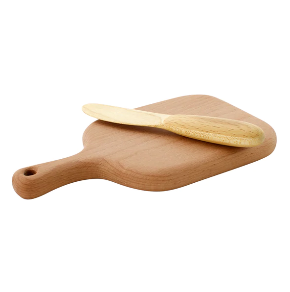 wooden chopping board with knife holder